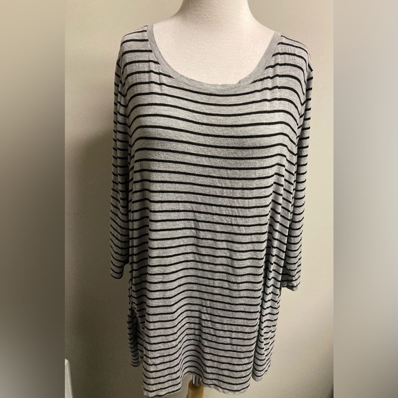 Lane Bryant grey black striped rayon‎ knit top. 18/20 - Picture 1 of 3